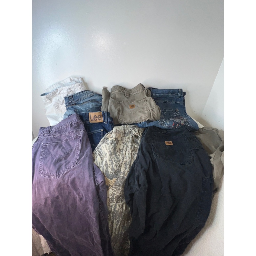 Mens 38x32 Pants Shorts‎ Lot Versace Carhartt Lee Evolution Camo Denim